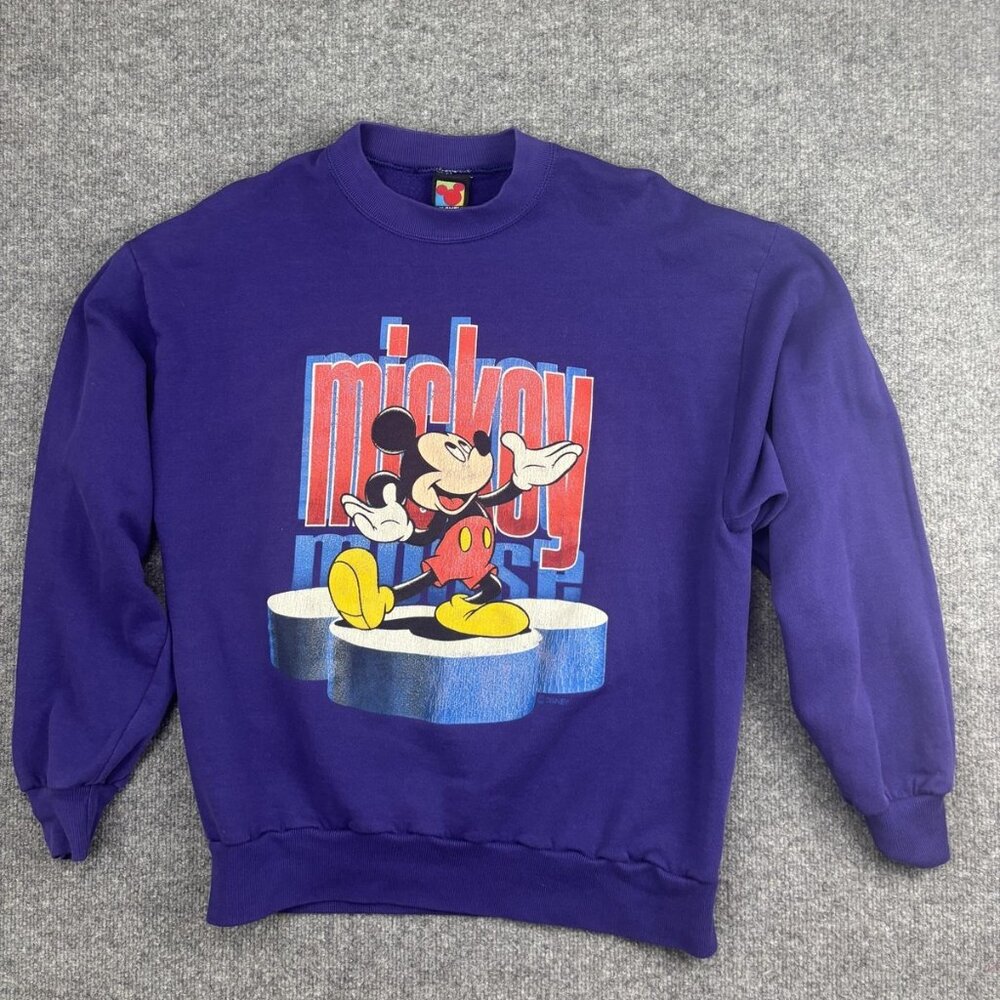 Vintage Mickey Mouse Sweatshirt Mens Large Purple‎ Mickey Unlimited Disney 90s